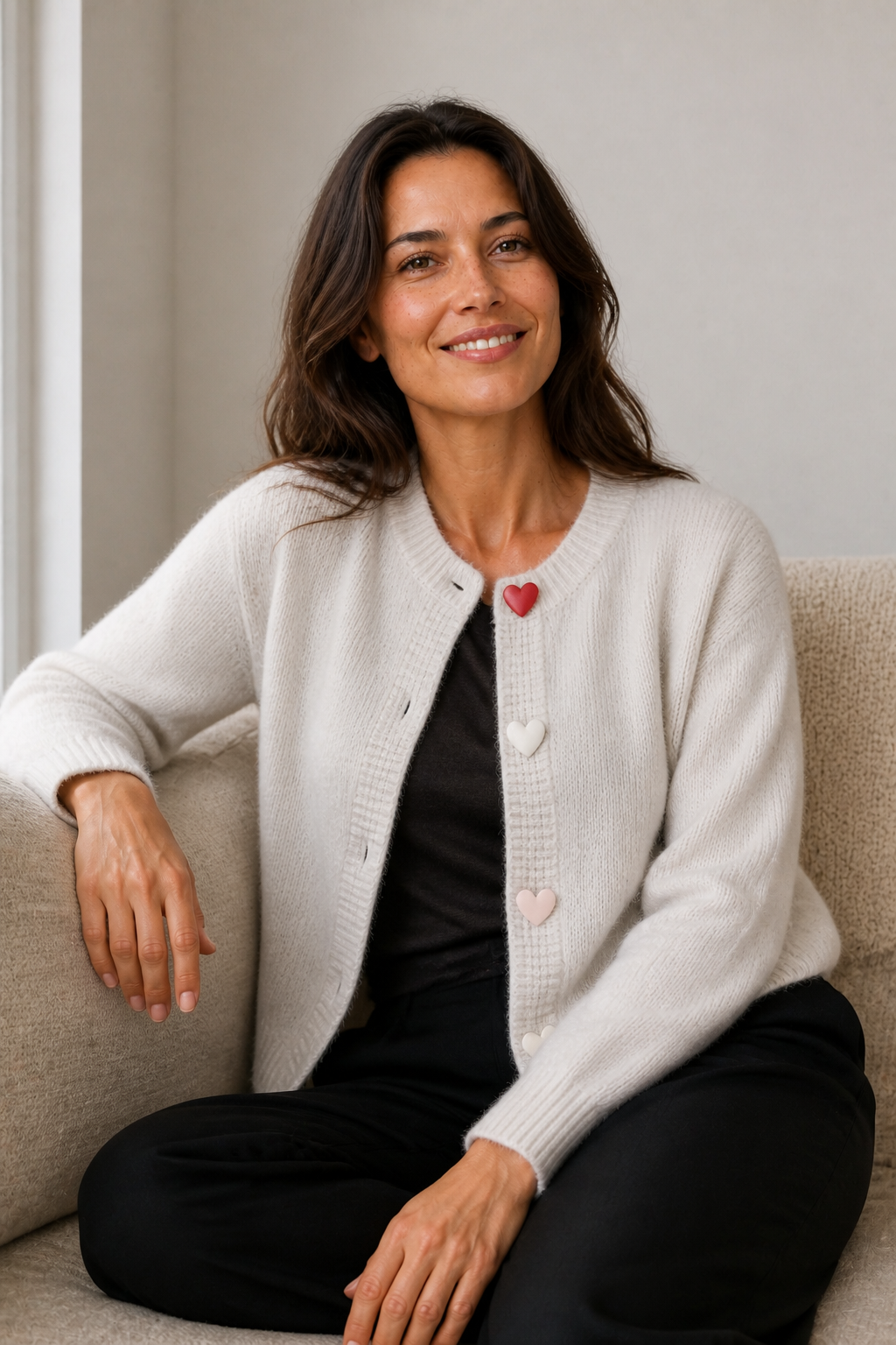 Strickcardigan mit Herzknöpfen