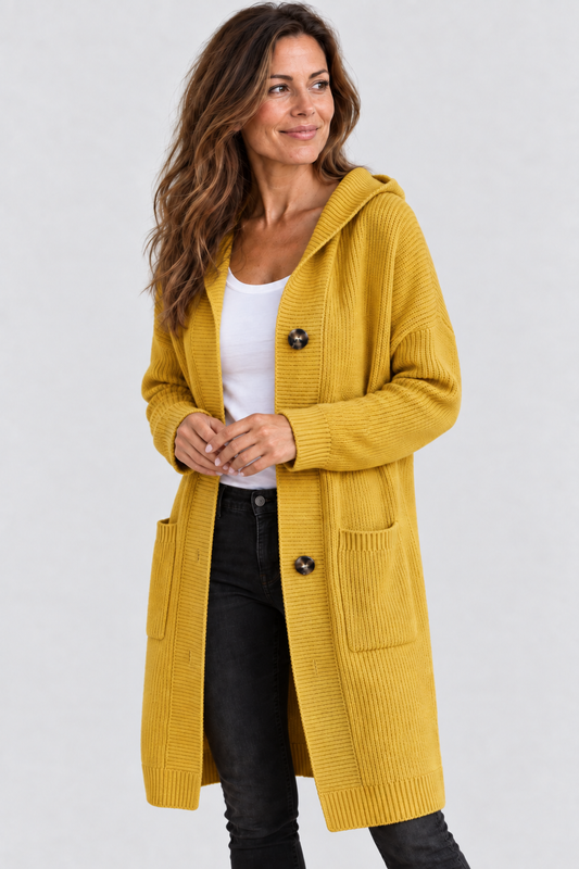 Langer Cardigan mit Hoodie