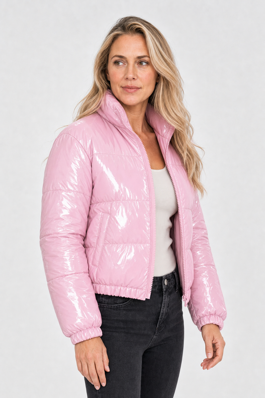 Cropped Steppjacke in Glanzoptik