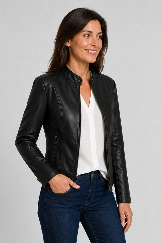 Taillierte Jacke aus veganem Leder