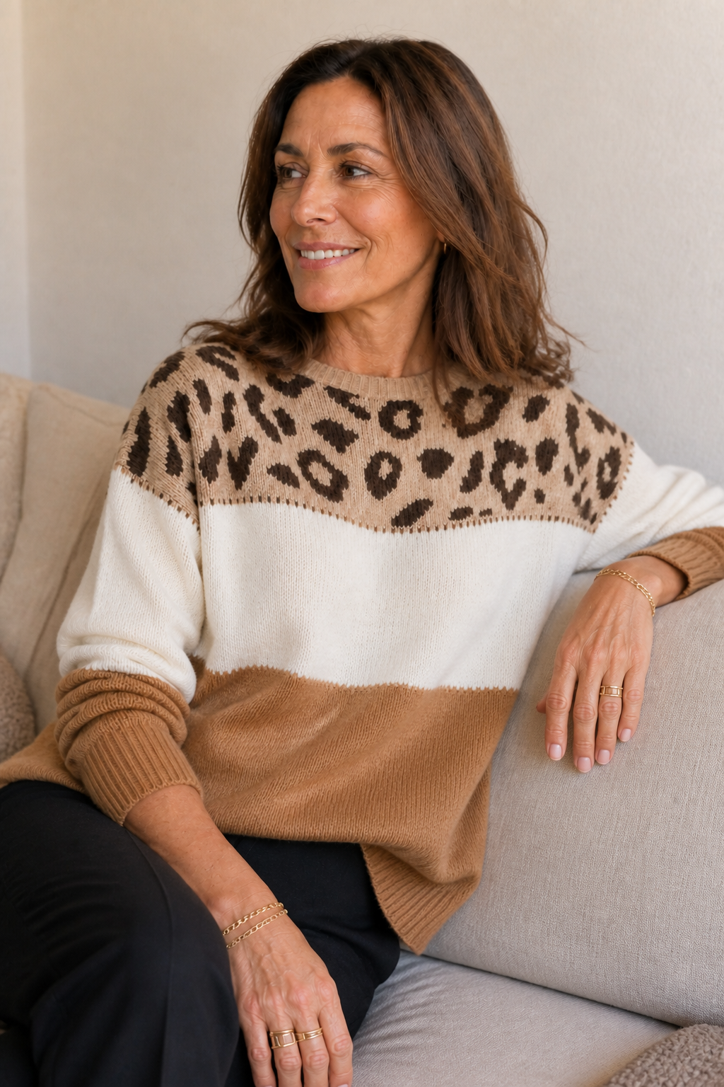 Strickpullover mit Leo-Detail