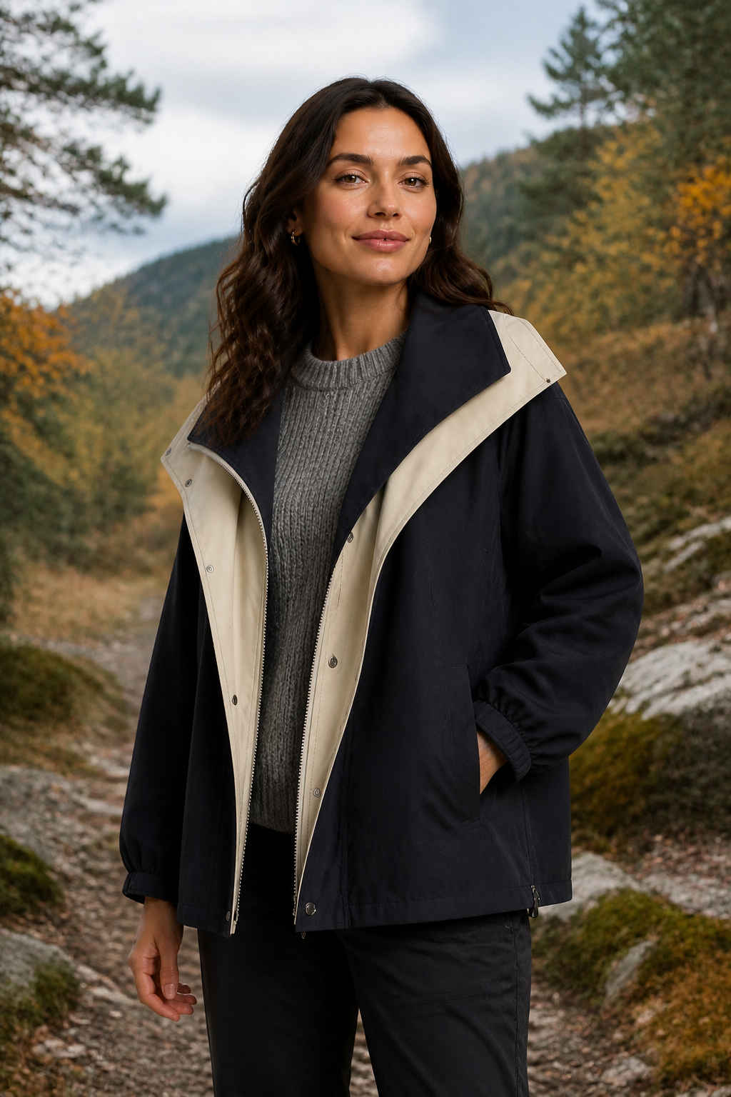 Outdoor Jacke mit breitem Kragen