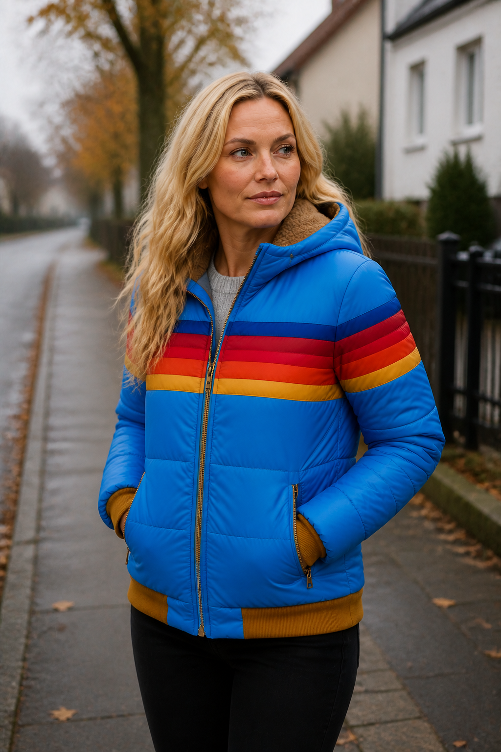 Steppjacke mit gefütterter Kapuze