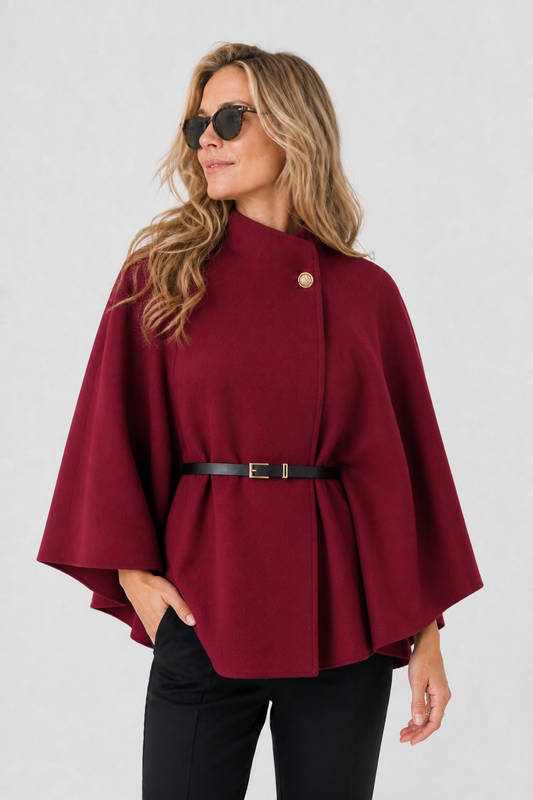 Cape Mantel mit feinem Gürtel