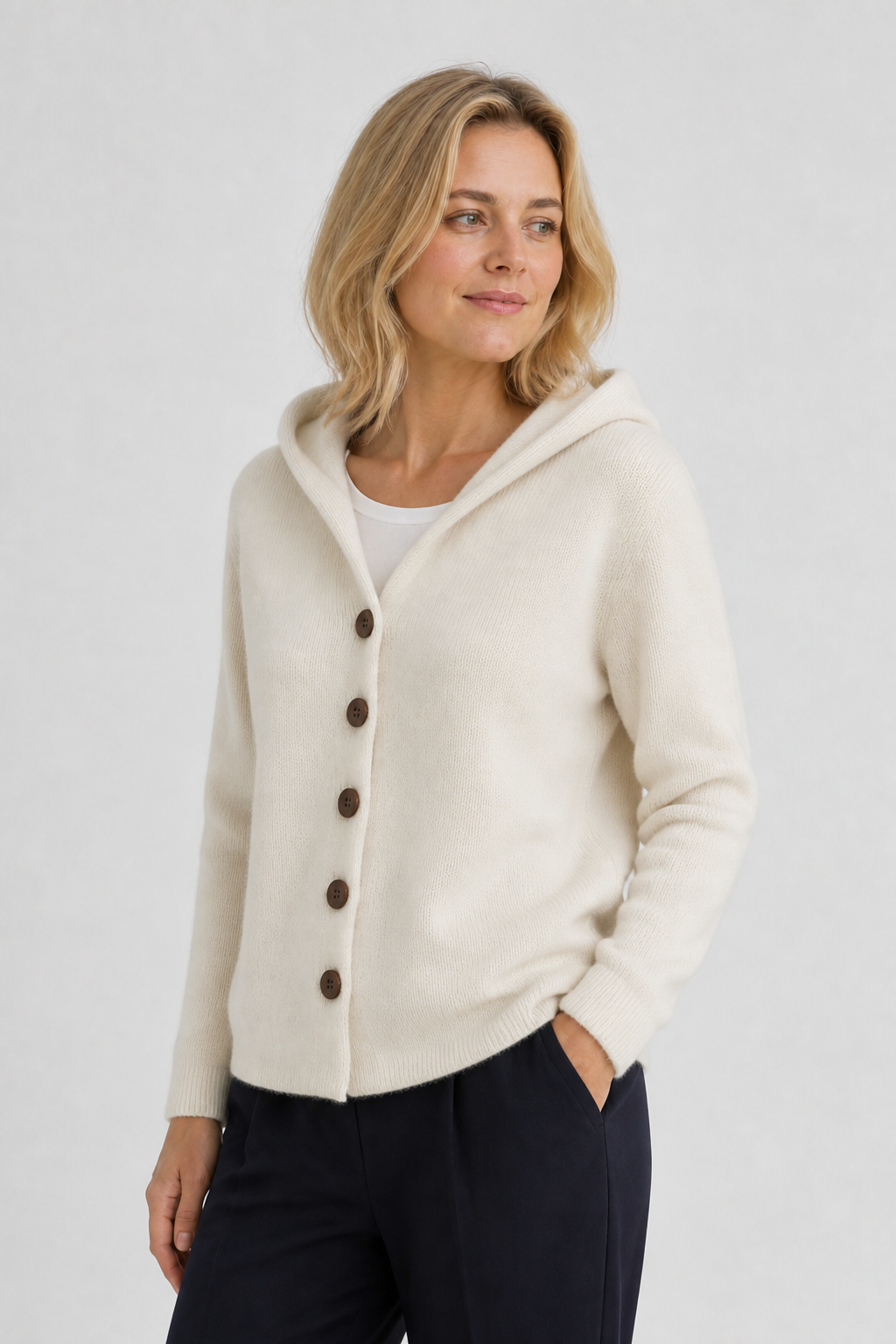 Feiner Cardigan mit Hoodie