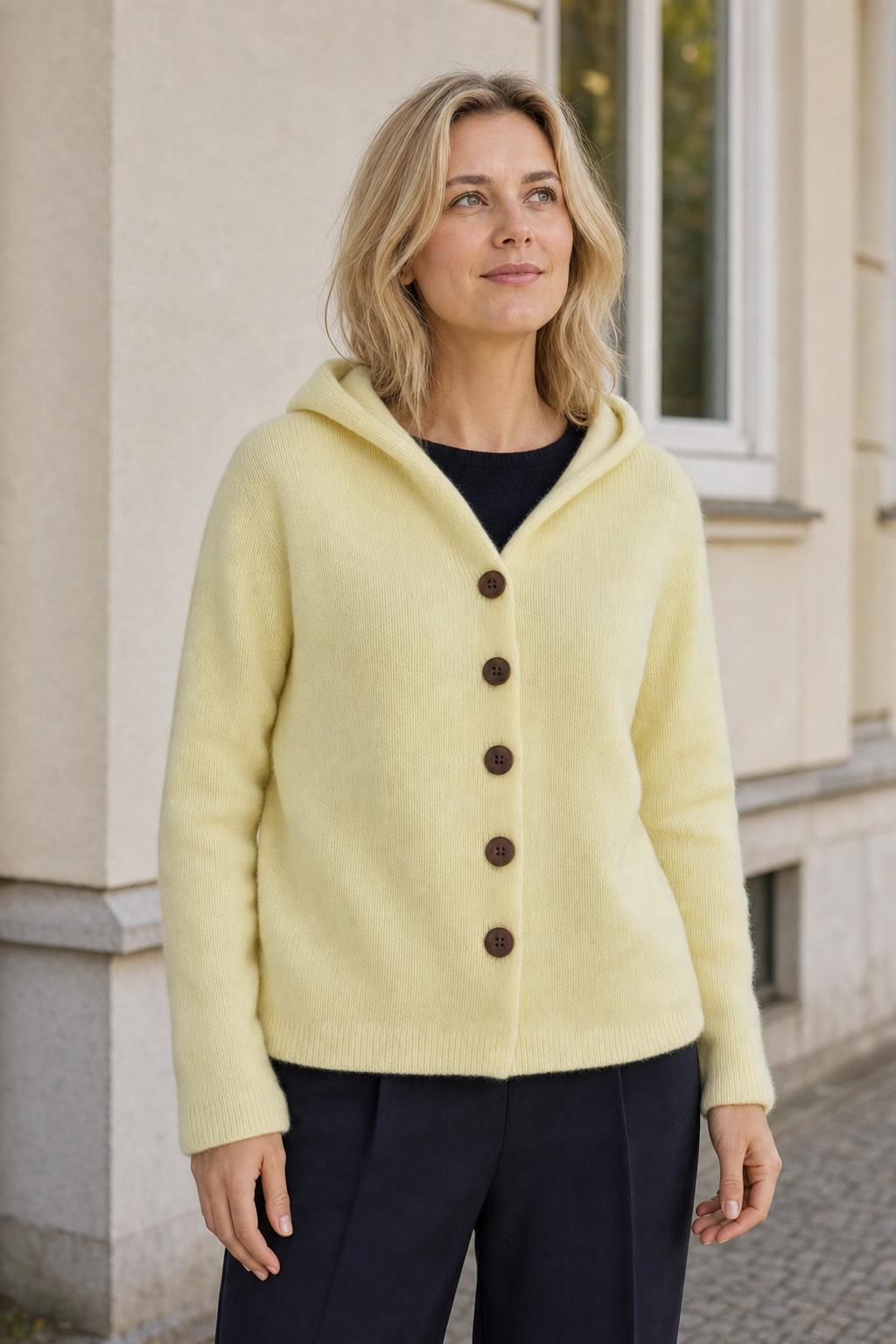 Feiner Cardigan mit Hoodie