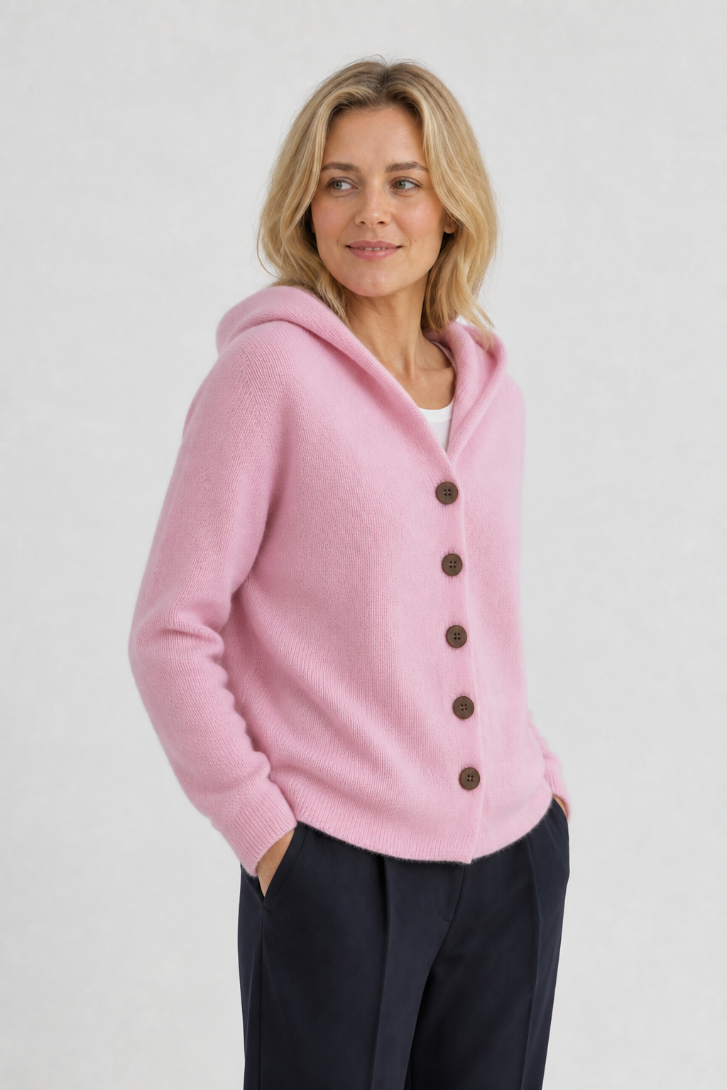 Feiner Cardigan mit Hoodie