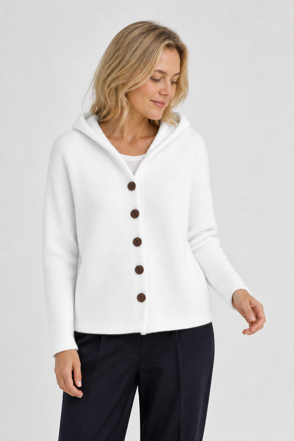 Feiner Cardigan mit Hoodie
