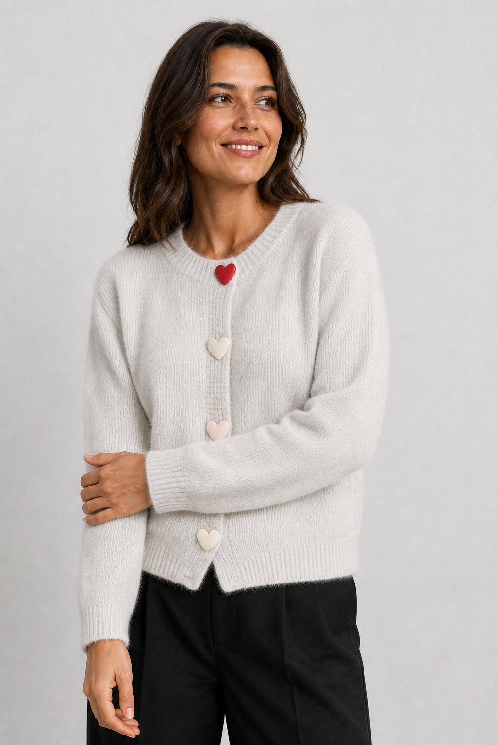 Strickcardigan mit Herzknöpfen