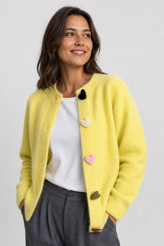 Strickcardigan mit Herzknöpfen