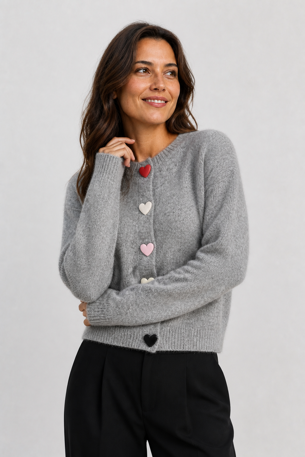 Strickcardigan mit Herzknöpfen