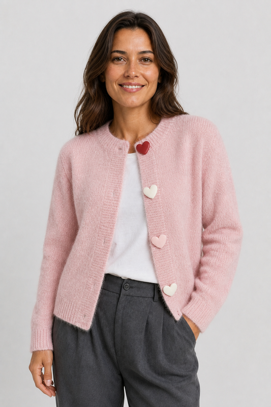 Strickcardigan mit Herzknöpfen