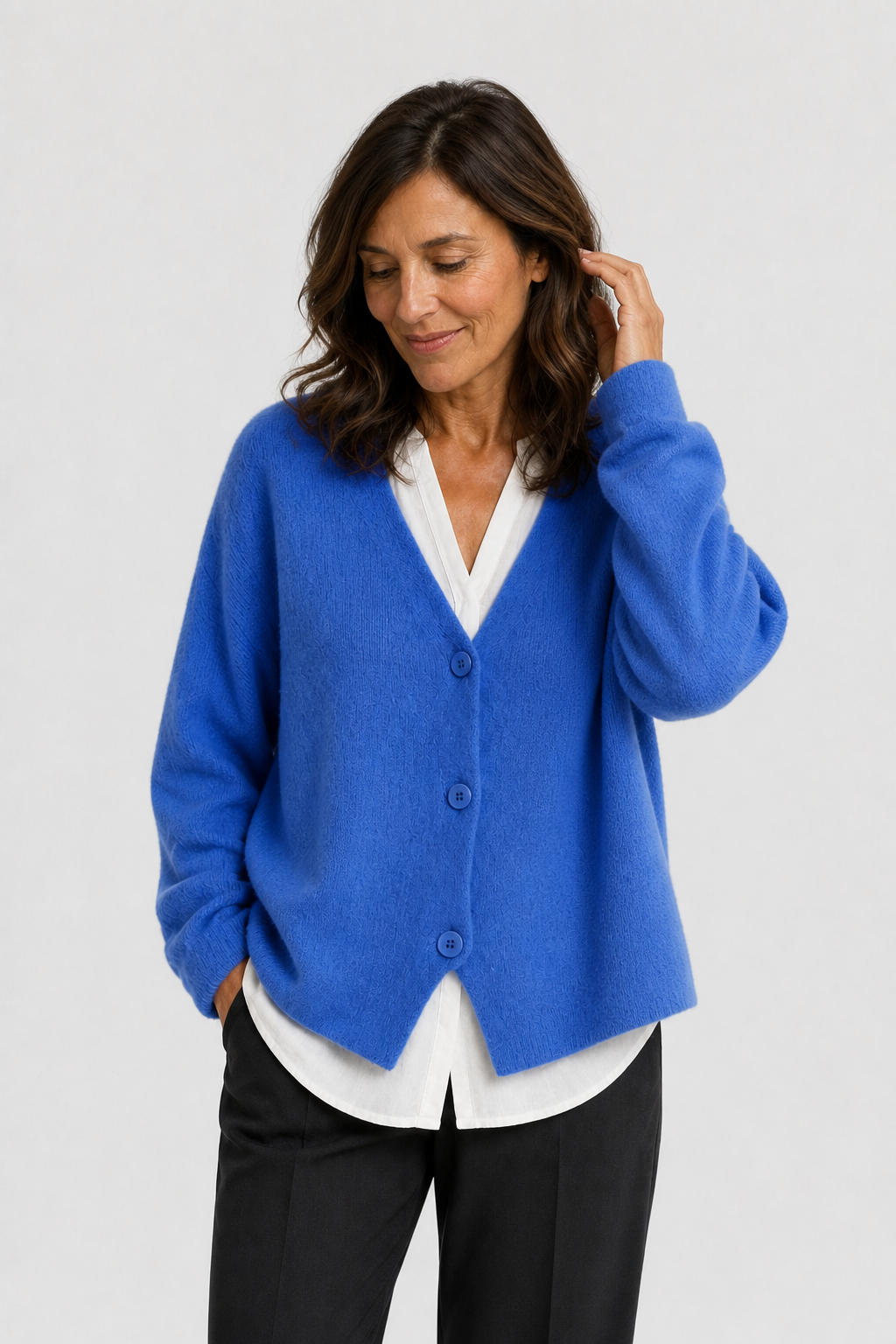 Feinstrick Cardigan mit Knöpfen