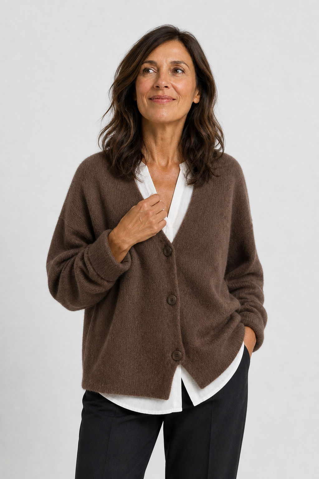 Feinstrick Cardigan mit Knöpfen