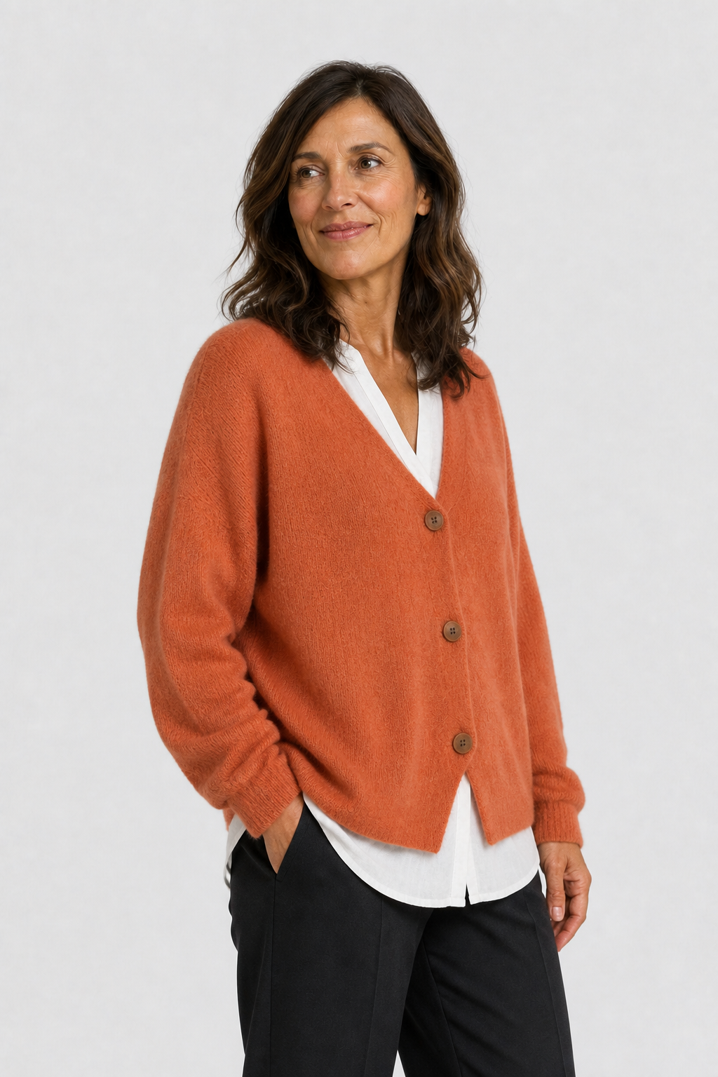 Feinstrick Cardigan mit Knöpfen