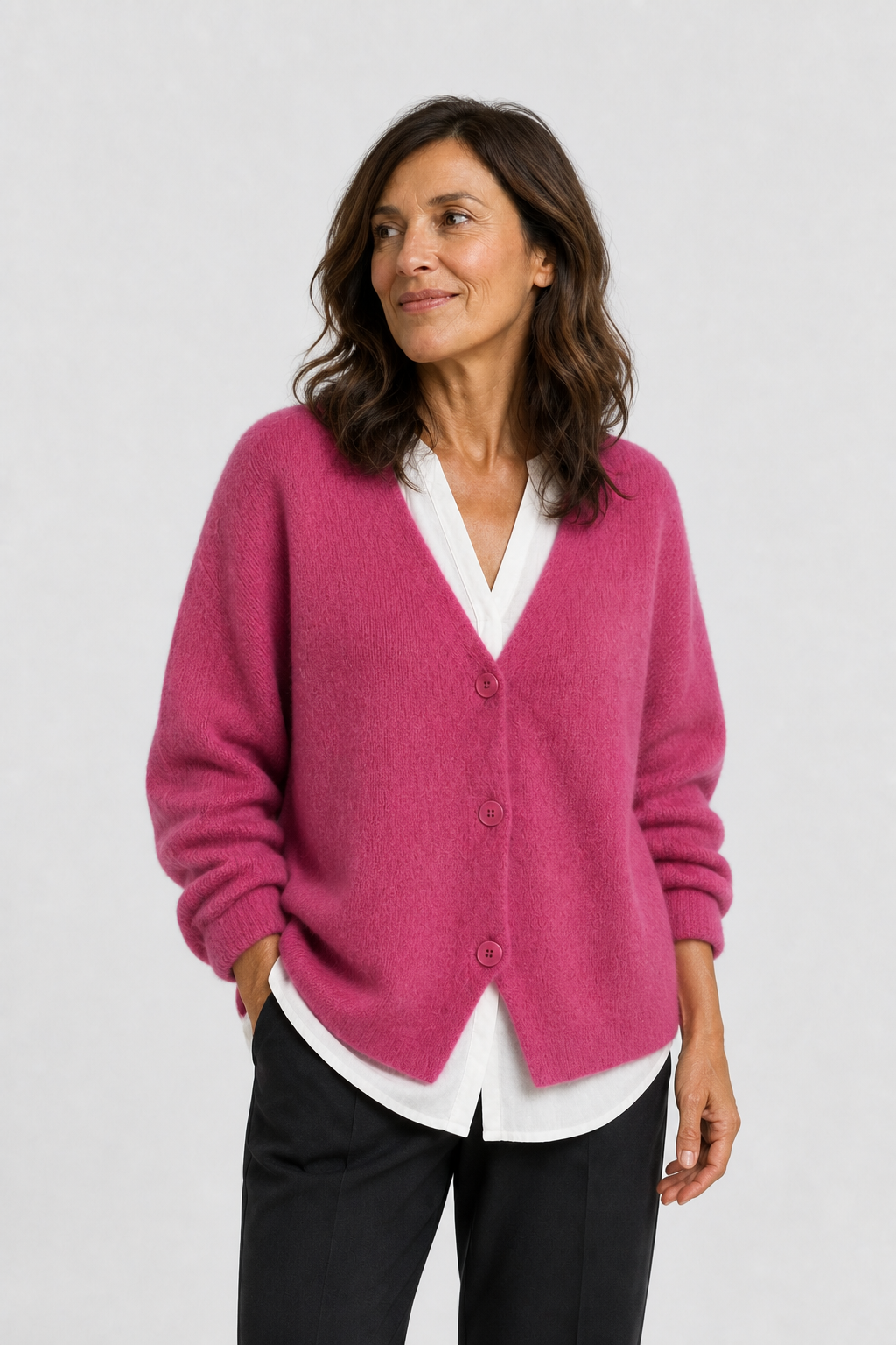 Feinstrick Cardigan mit Knöpfen