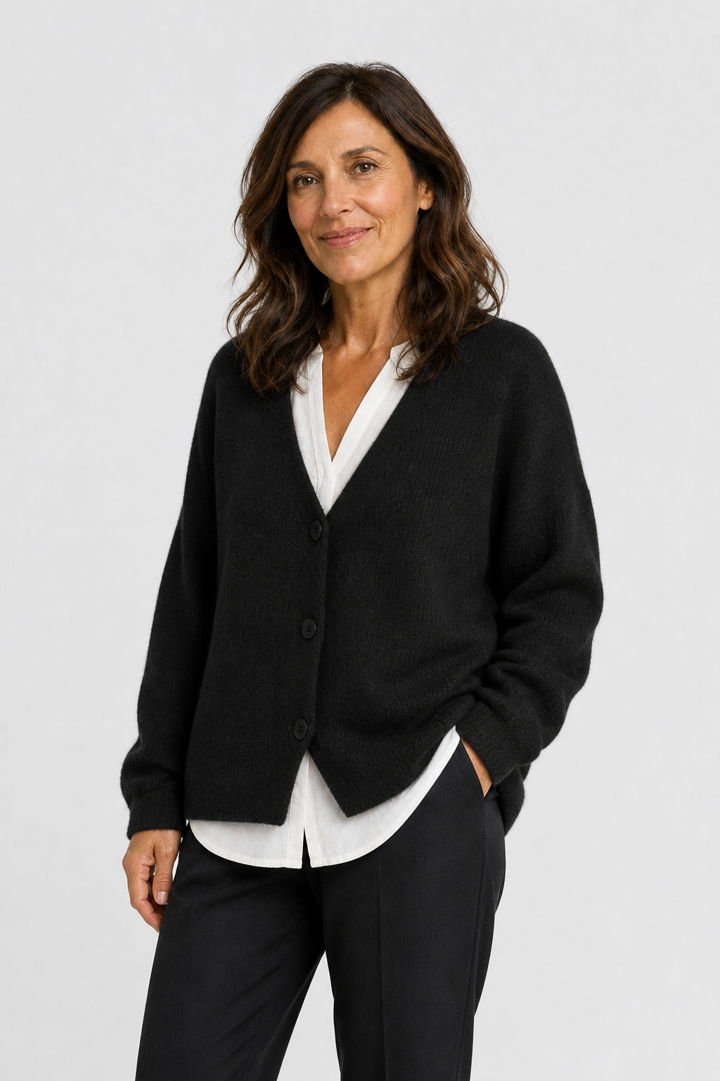 Feinstrick Cardigan mit Knöpfen