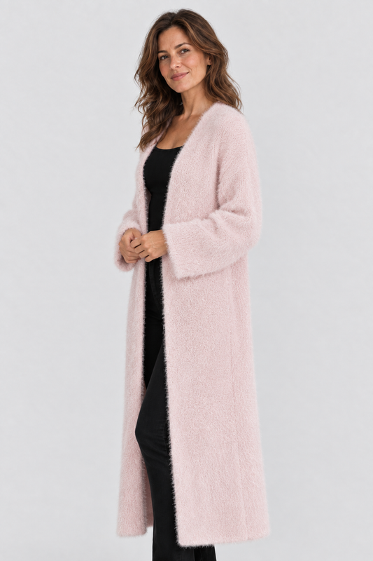 Langer Cardigan mit Flauschoptik