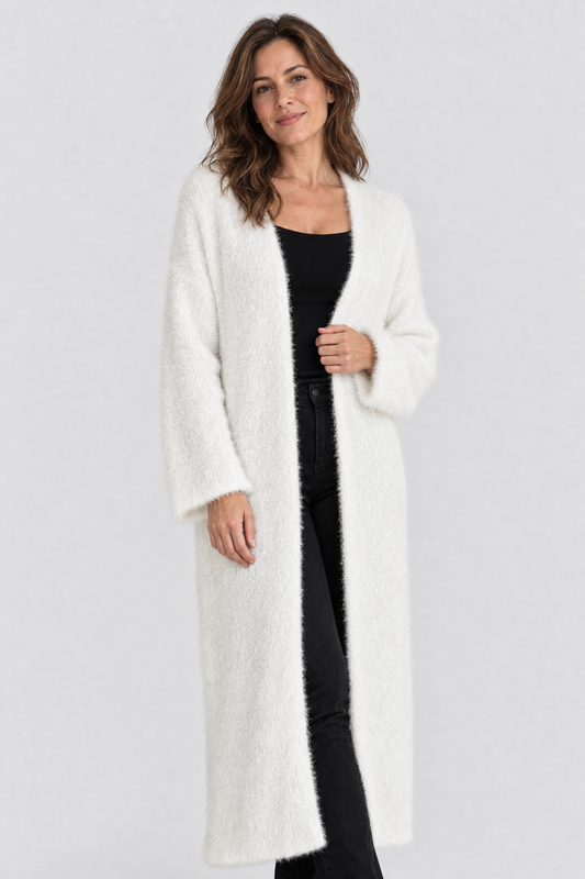 Langer Cardigan mit Flauschoptik