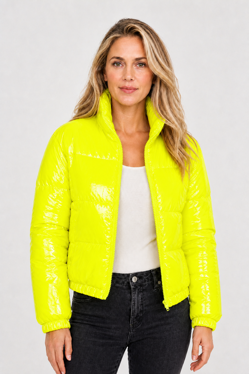 Cropped Steppjacke in Glanzoptik