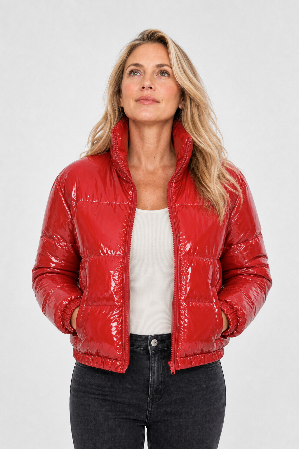 Cropped Steppjacke in Glanzoptik