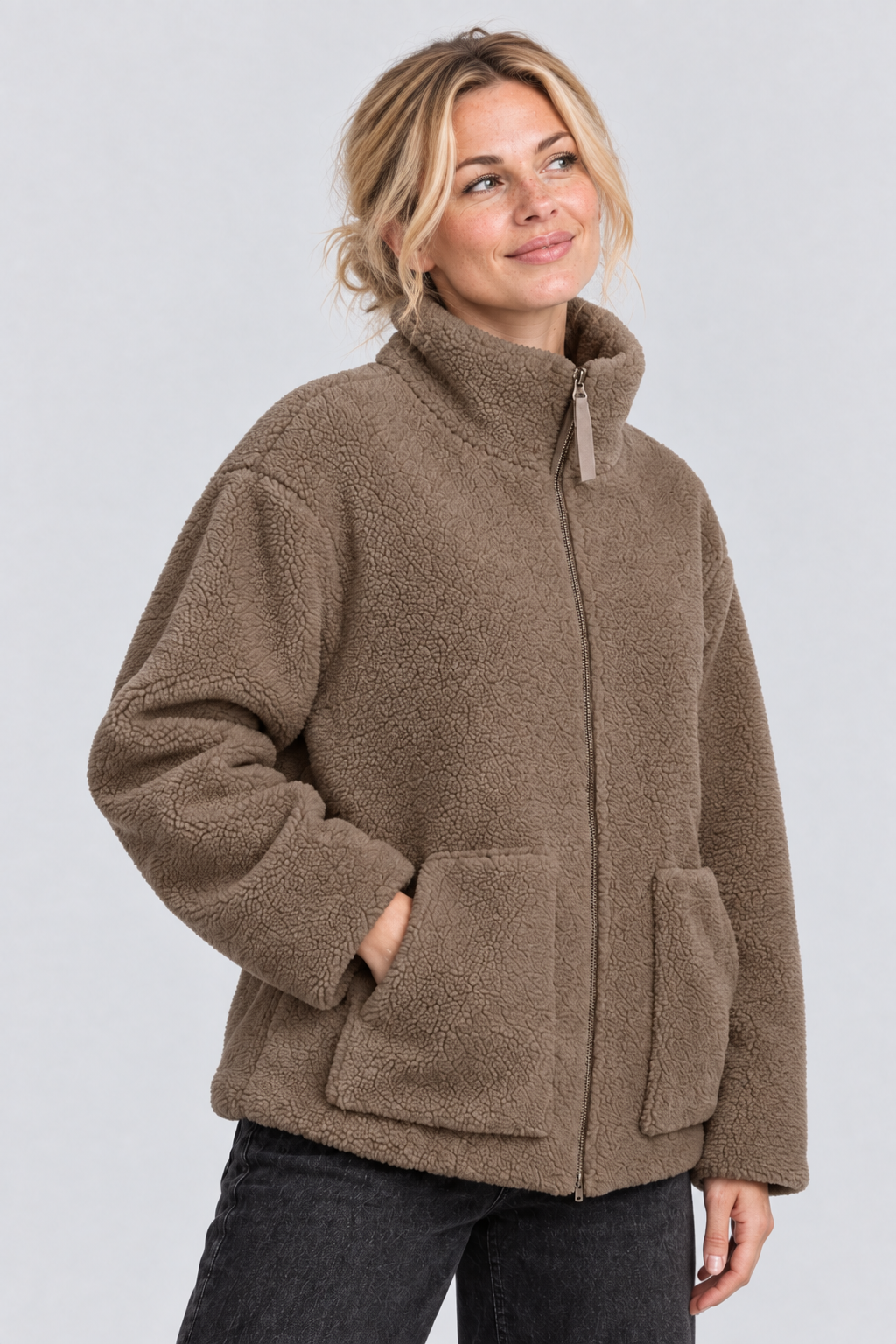 Teddy Fleece Jacke mit Zip