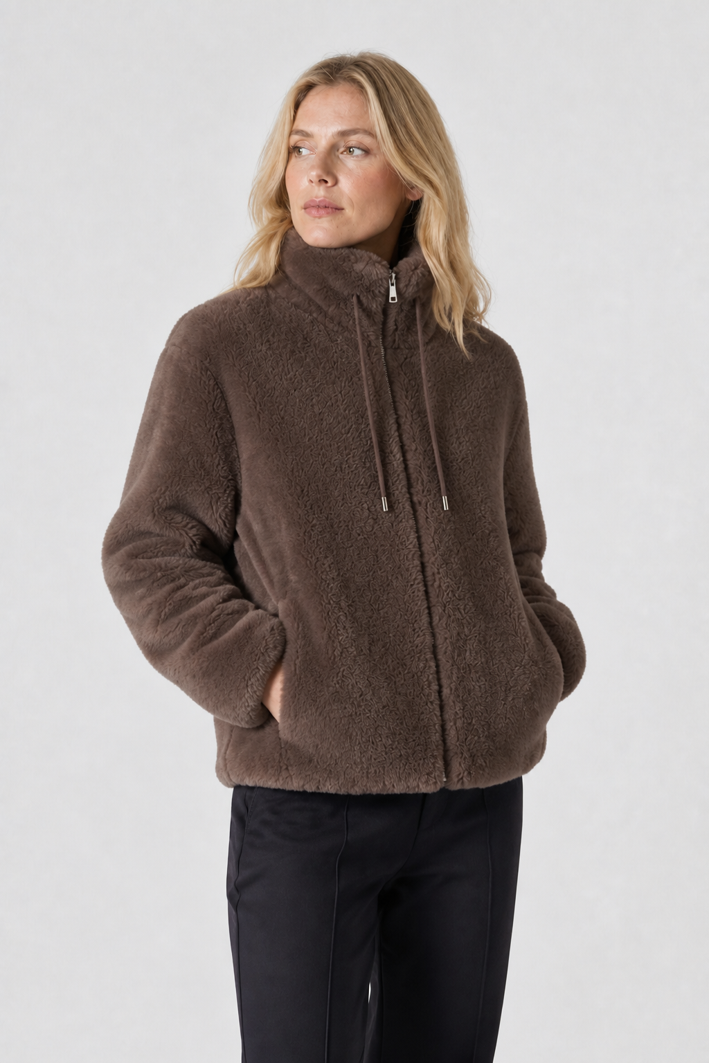 Fleecejacke mit Stehkragen