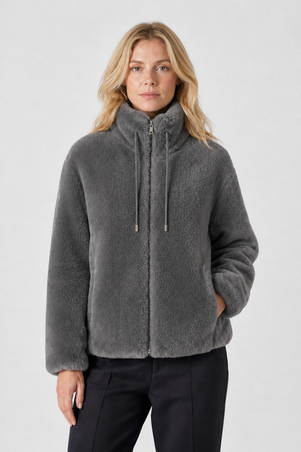 Fleecejacke mit Stehkragen