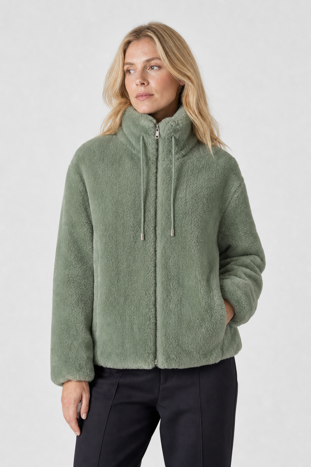 Fleecejacke mit Stehkragen