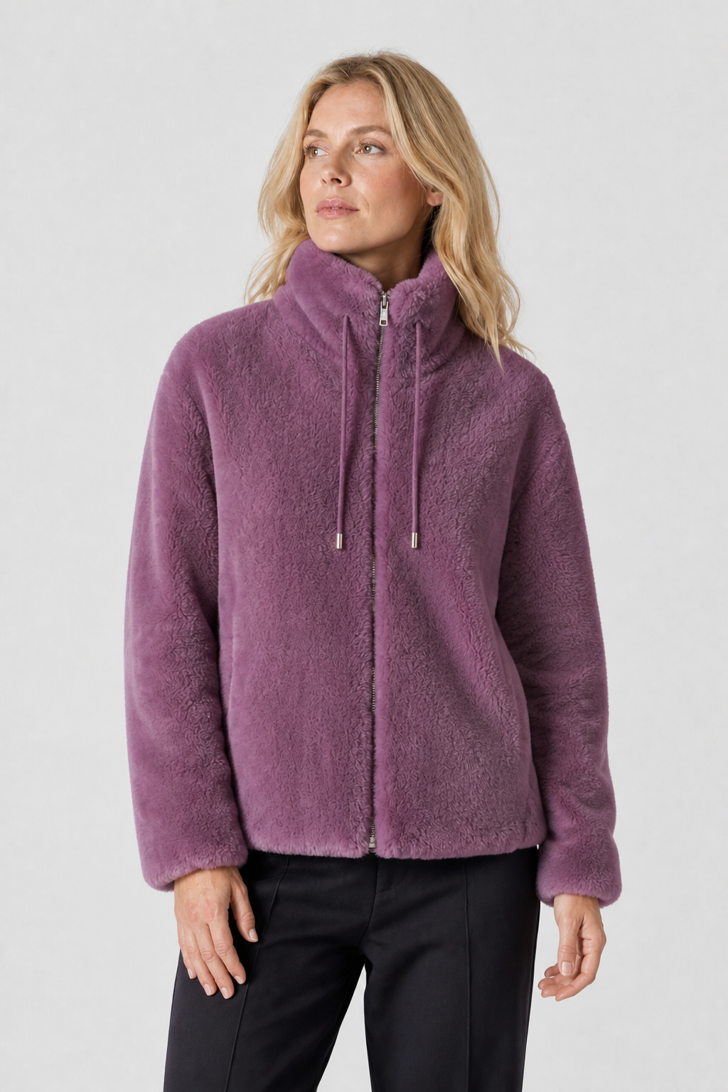 Fleecejacke mit Stehkragen