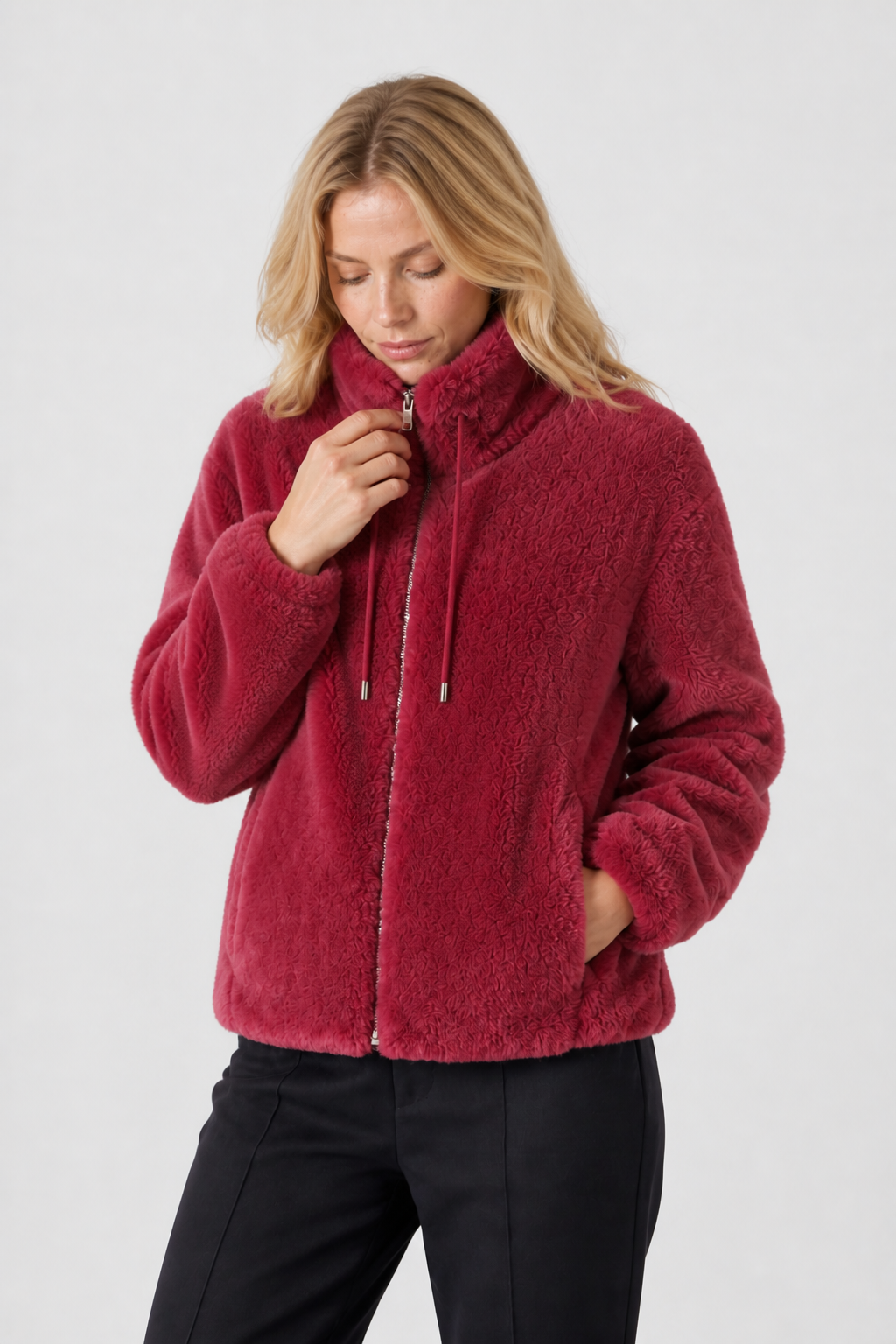 Fleecejacke mit Stehkragen