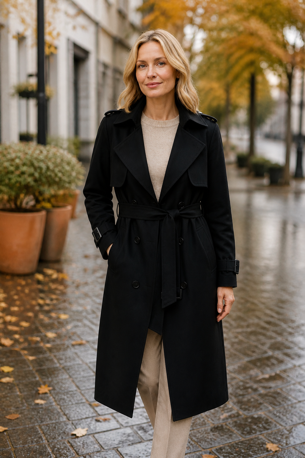 Klassischer Trenchcoat mit Gürtel