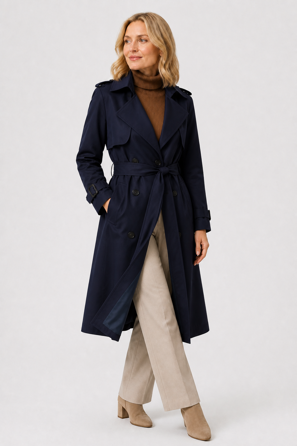 Klassischer Trenchcoat mit Gürtel