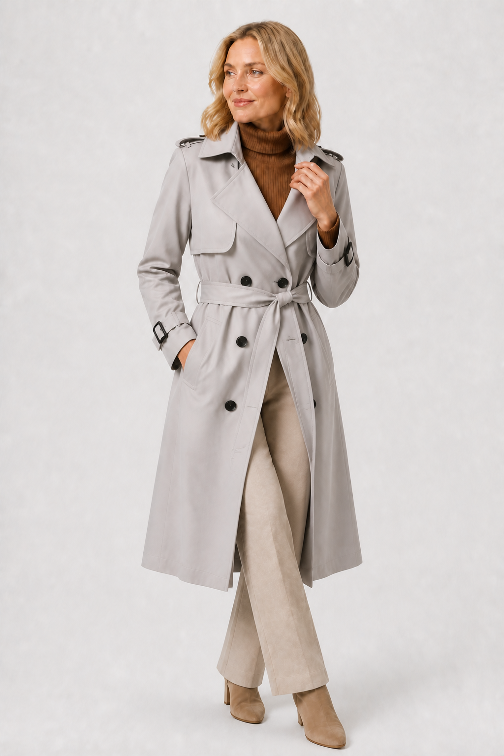 Klassischer Trenchcoat mit Gürtel