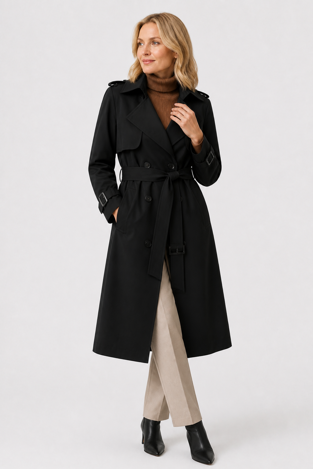 Klassischer Trenchcoat mit Gürtel