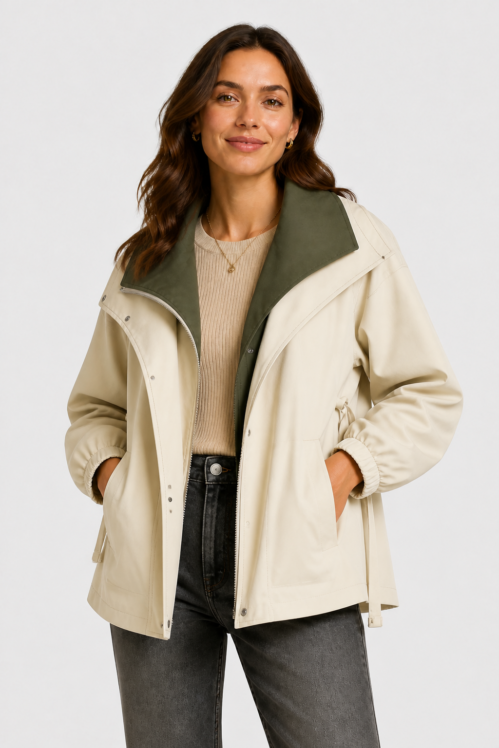 Outdoor Jacke mit breitem Kragen