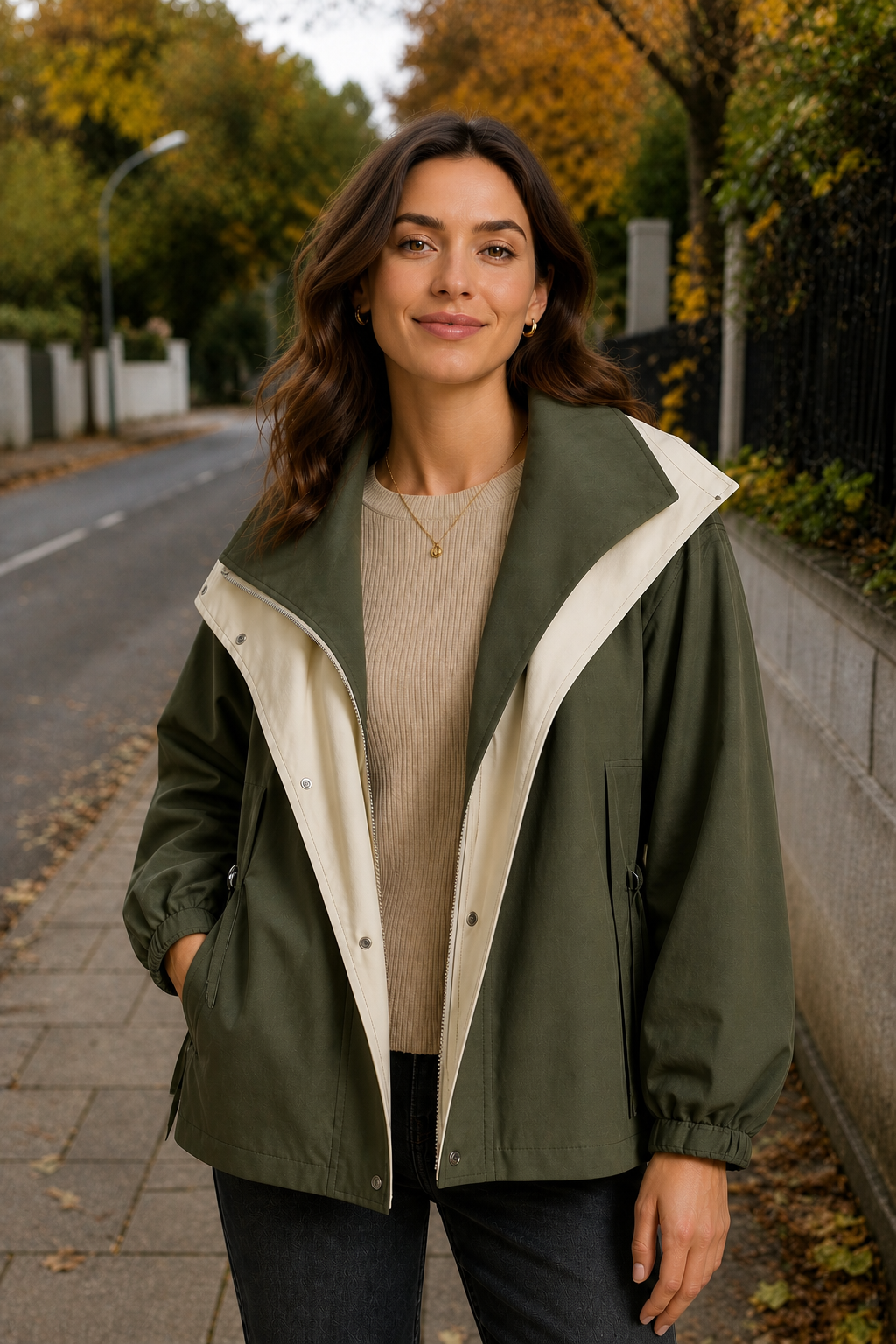 Outdoor Jacke mit breitem Kragen