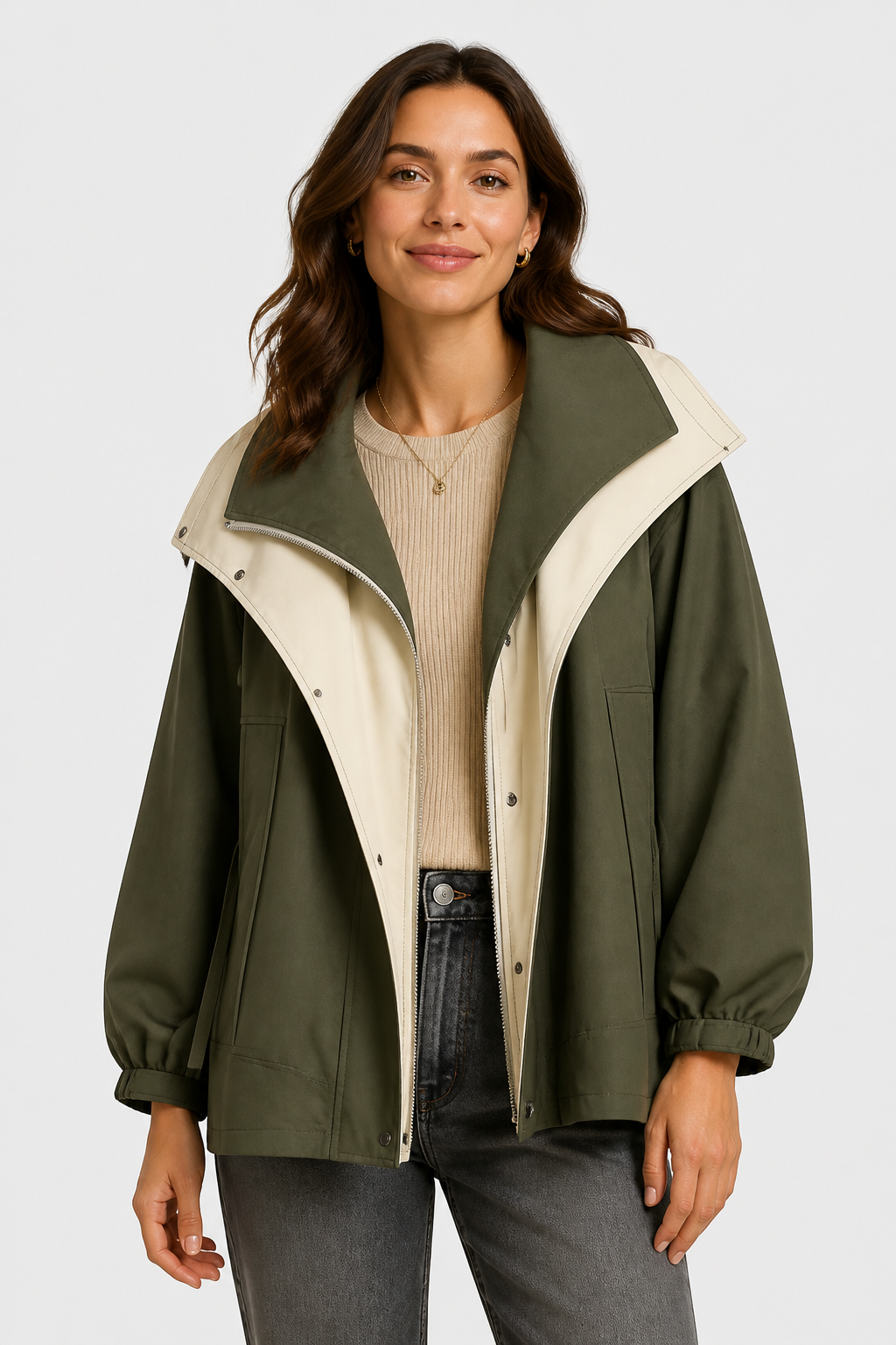 Outdoor Jacke mit breitem Kragen