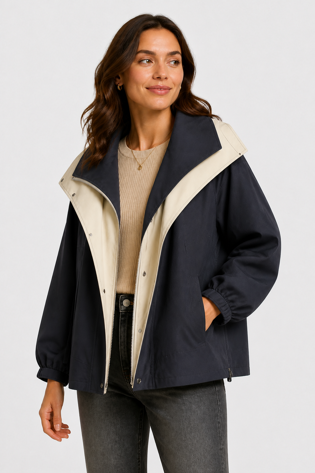 Outdoor Jacke mit breitem Kragen