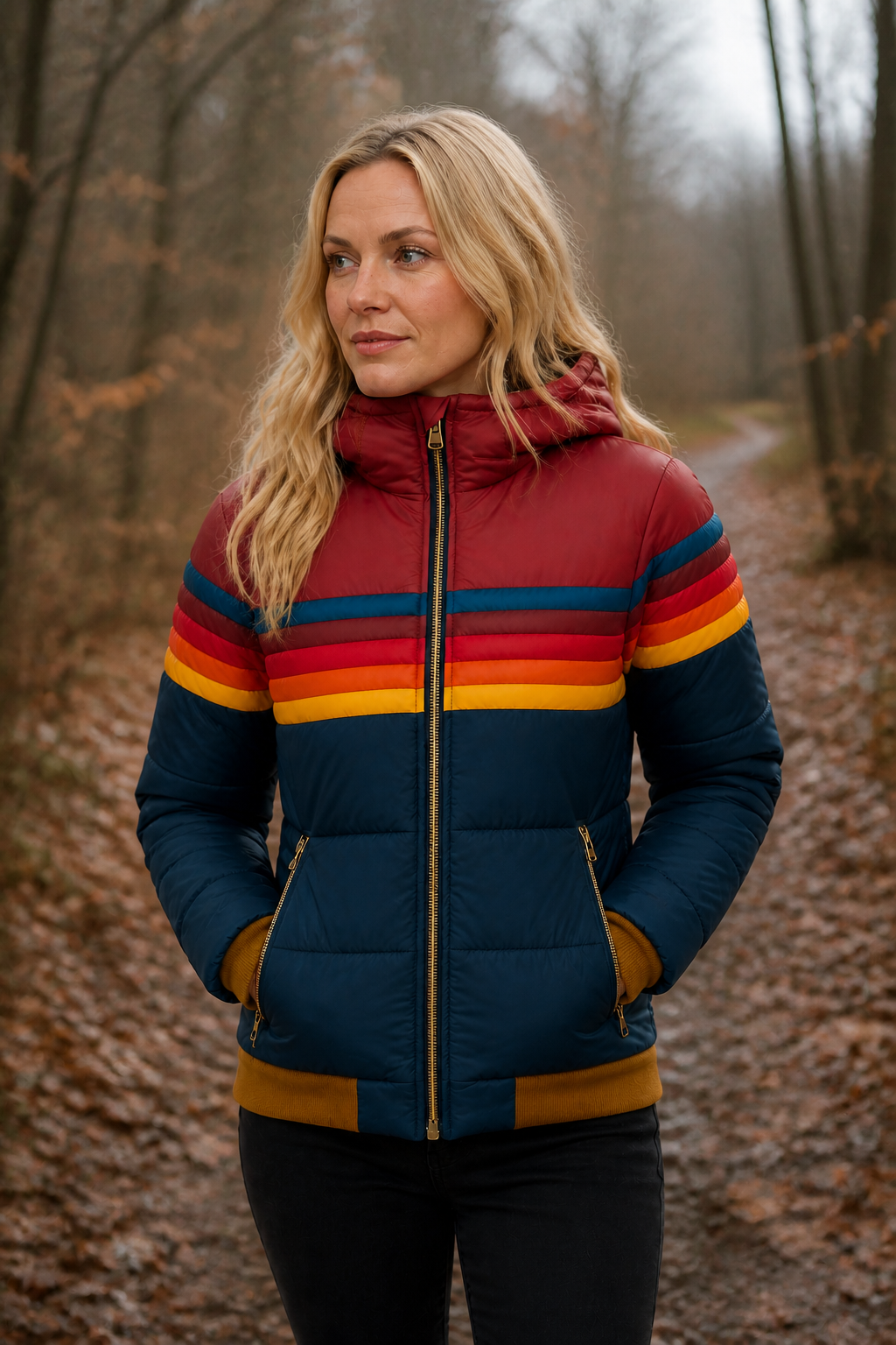 Steppjacke mit gefütterter Kapuze