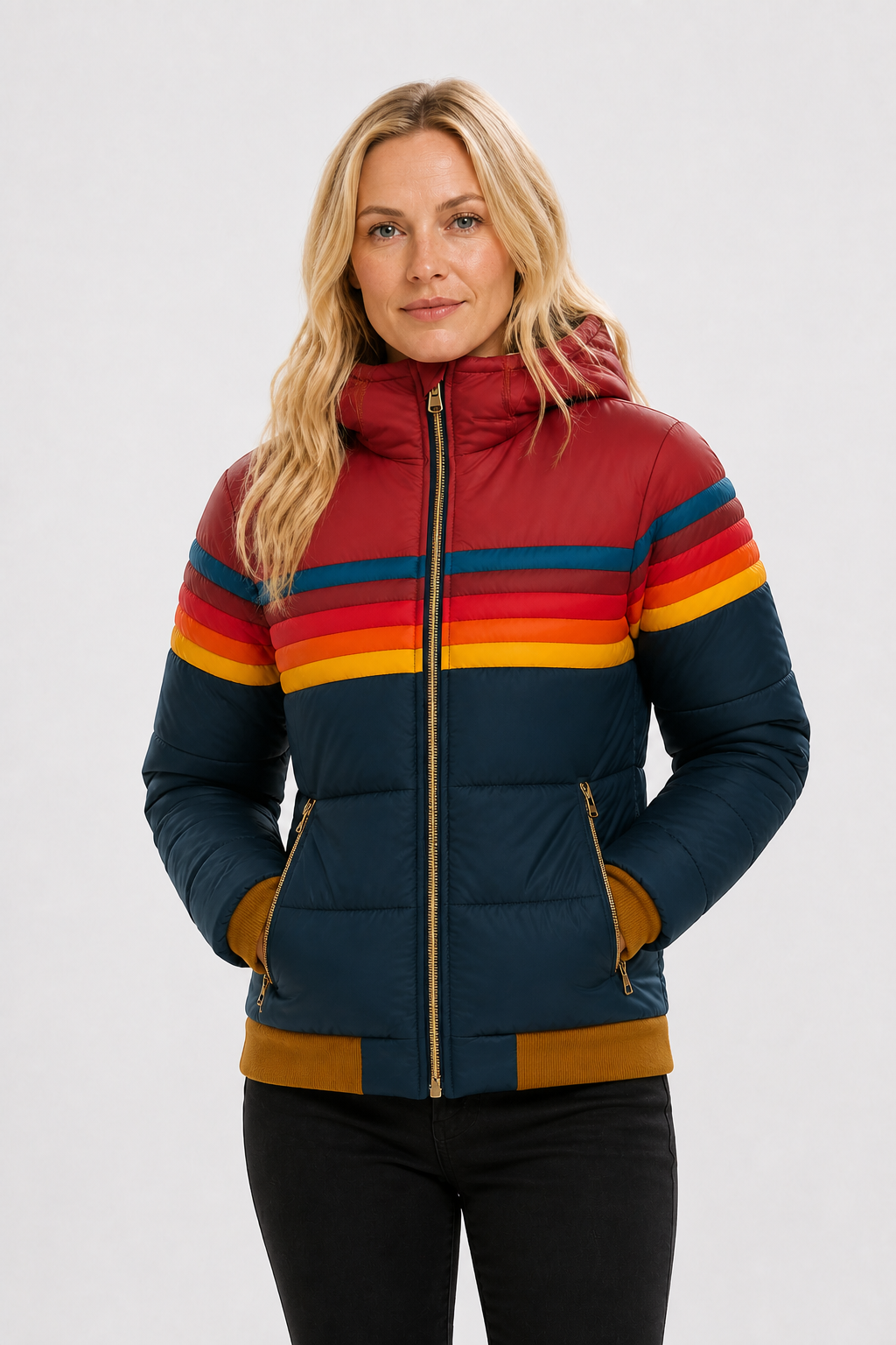 Steppjacke mit gefütterter Kapuze