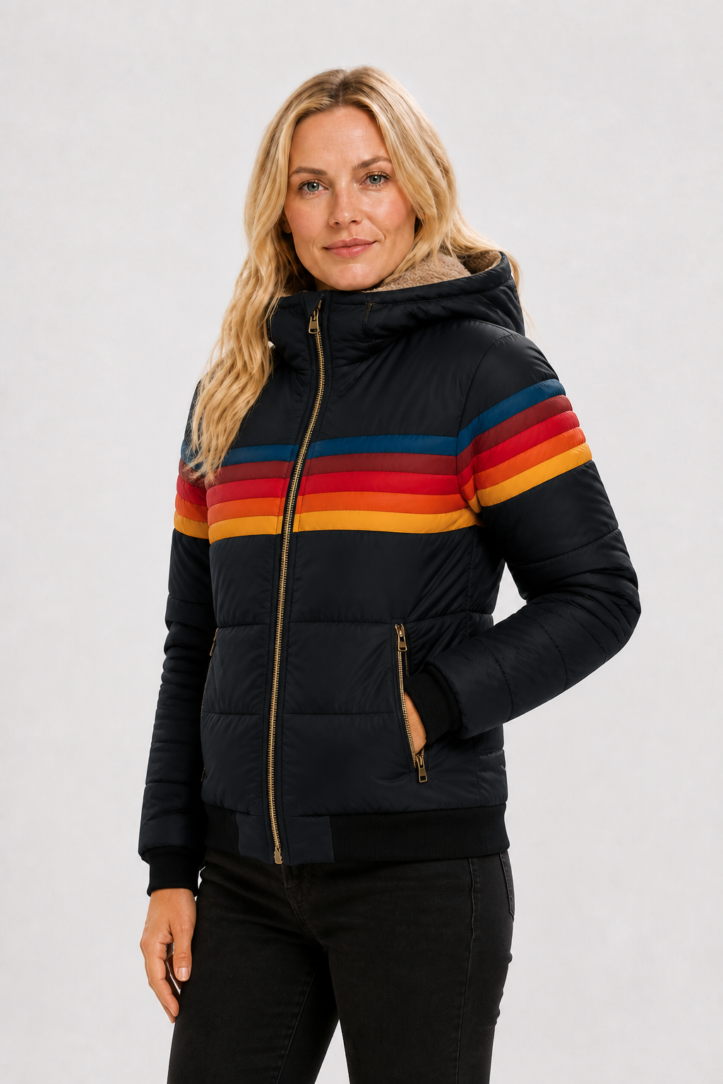 Steppjacke mit gefütterter Kapuze