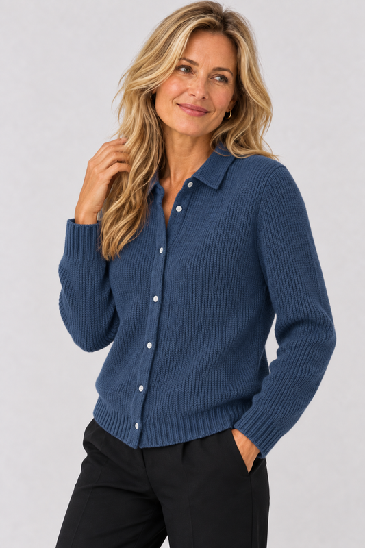 Strickbluse mit Hemdkragen