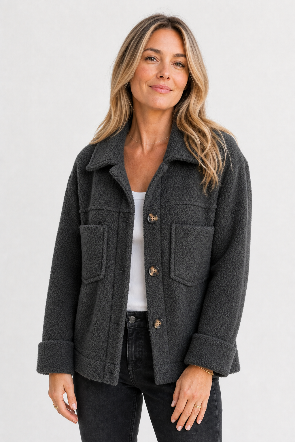 Woll Übergangsjacke mit Knopfleiste